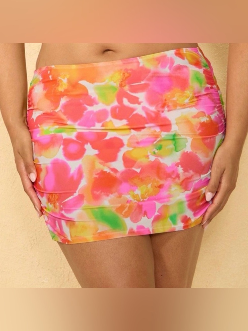 Shade & Shore Bright Watercolor Floral Print Cover-Up Skirt Size Small NWT